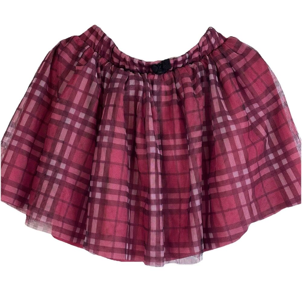 Disney Classic Mickey and Friends Burgundy Tutu Plaid Girl Skirt 3T Fall Casual
